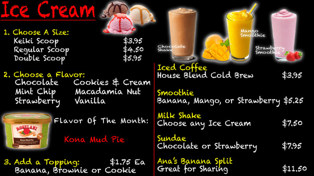 Shave Ice Menu