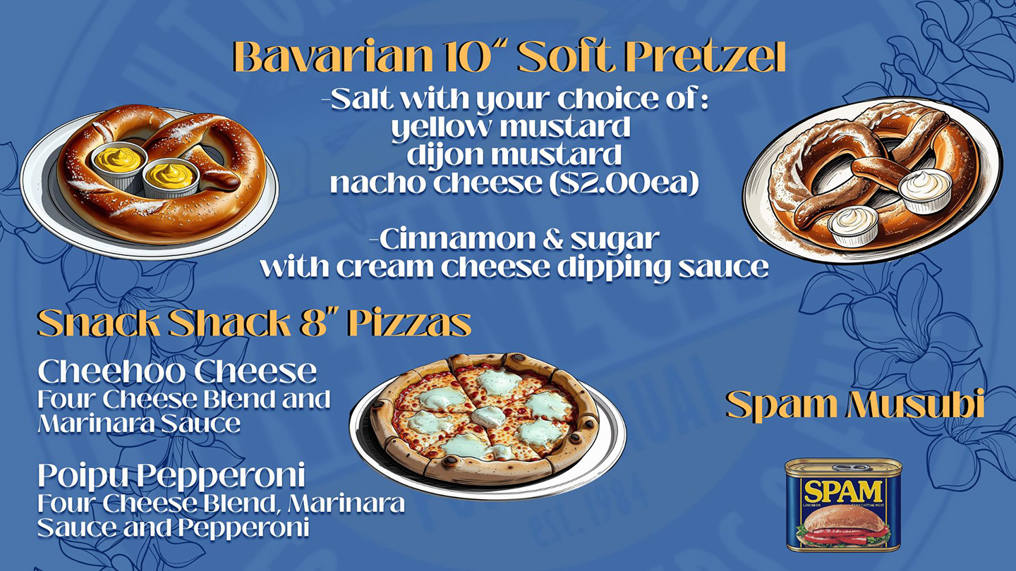 Bavarian Pretzels and Pizzas Snack Shack Menu | Brennecke's Beach Broller