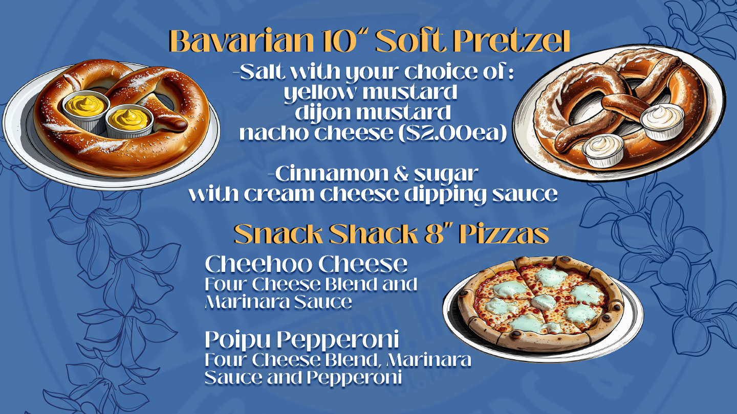 Bavarian Pretzels and Pizzas Snack Shack Menu | Brennecke's Beach Broller