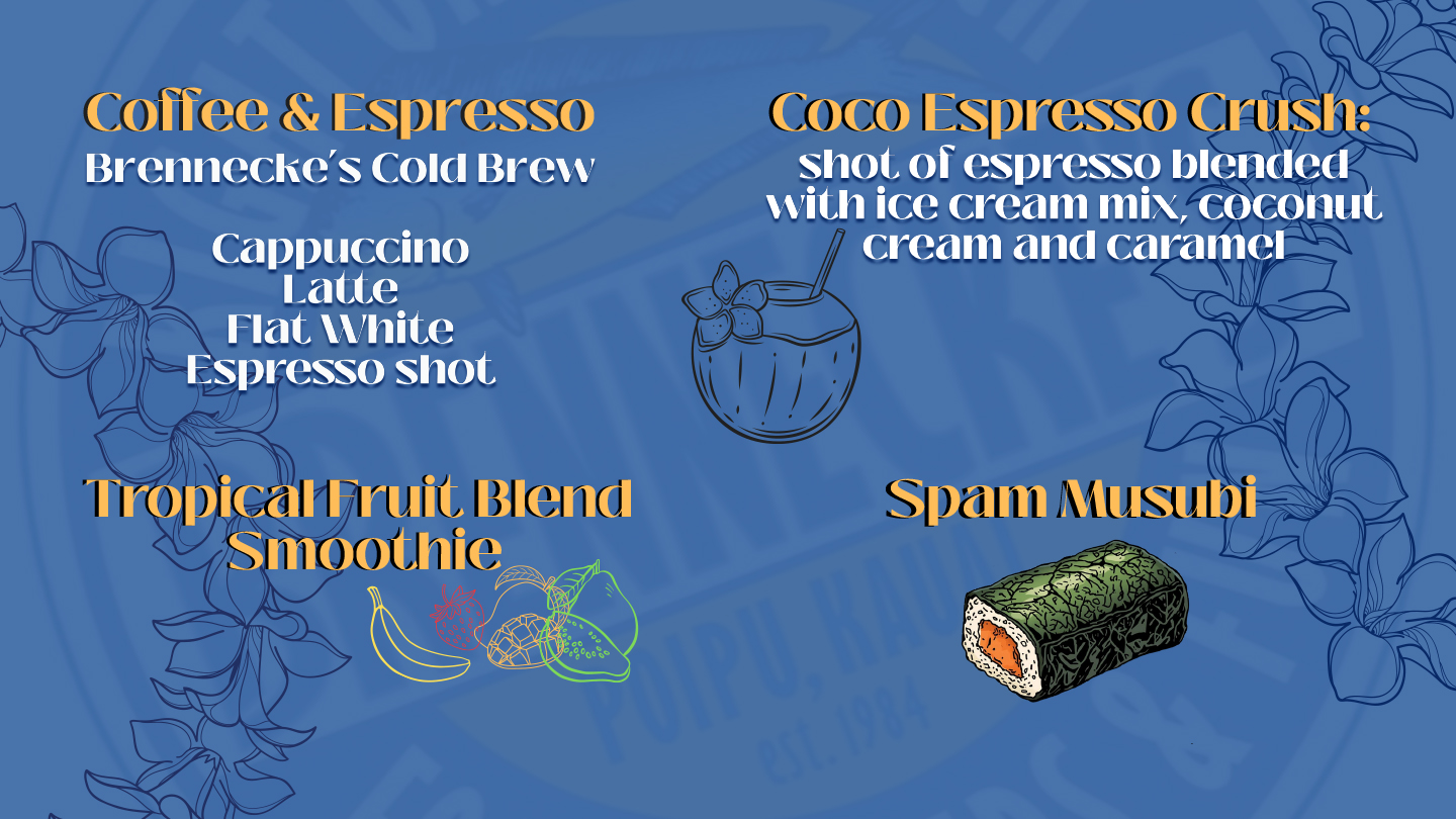 Coffee and Espresso Smoothie Snack Shack Menu | Brennecke's Beach Broller